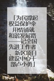 为民撑起权益保护伞 用情铺就和谐发展路——记全国先进工作者、新区项目建设中心干部卢小勇